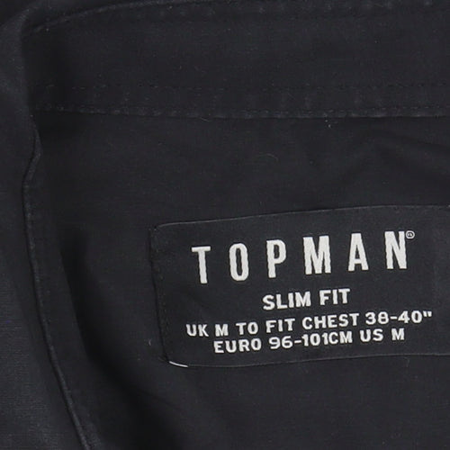 Topman Men's Black Slim Fit Long Sleeve Shirt M