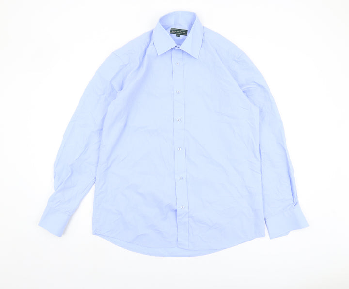 Greenwoods Men's Blue Button-Up Shirt, Size 15.5