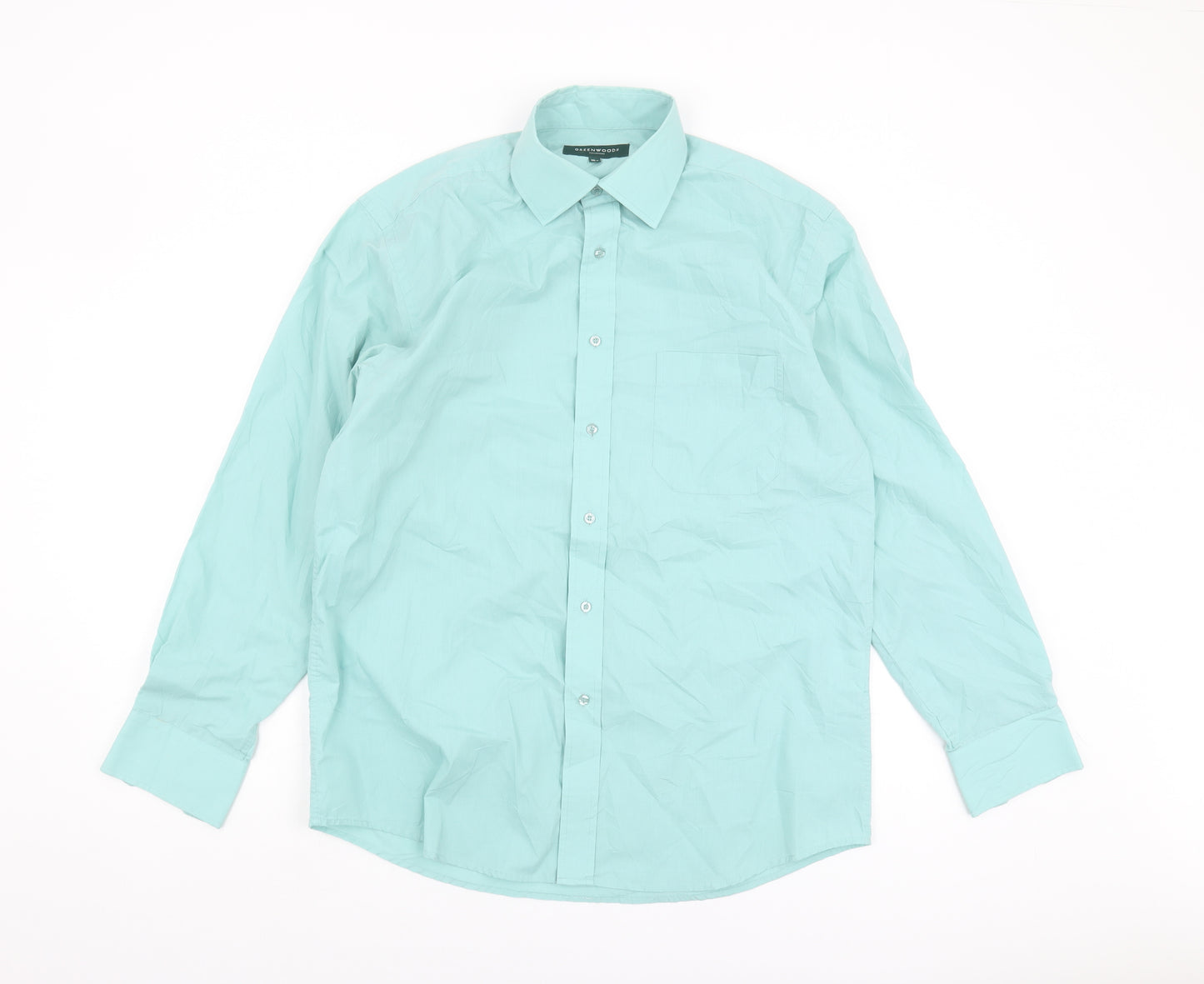 Greenwoods Men's Blue Long Sleeve Button-Up Shirt