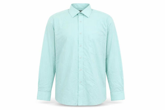 Front view of Greenwoods Men's Blue Long Sleeve Button-Up Shirt