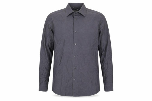 Front view of Next Men's Grey Long Sleeve Button-Up Shirt -, size 15.5