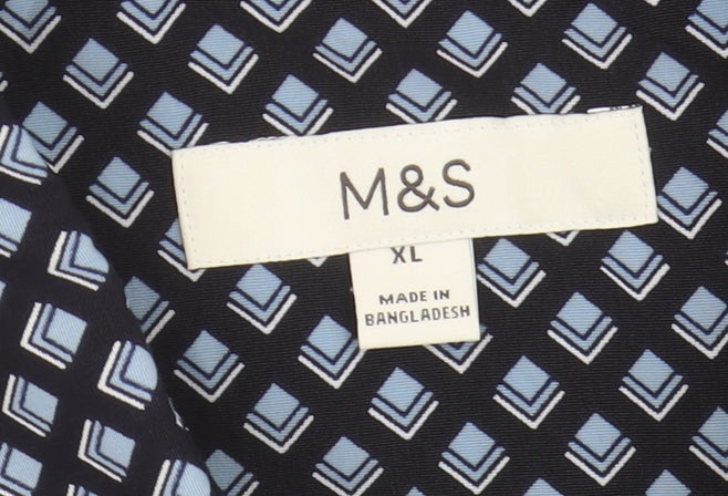 Marks and Spencer Men's Blue Geometric Shirt XL