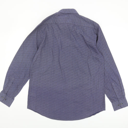 Marks and Spencer Men's Blue Geometric Shirt
