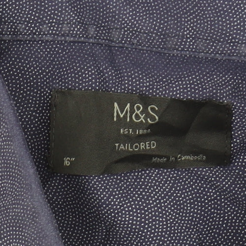 Marks and Spencer Men's Blue Geometric Shirt