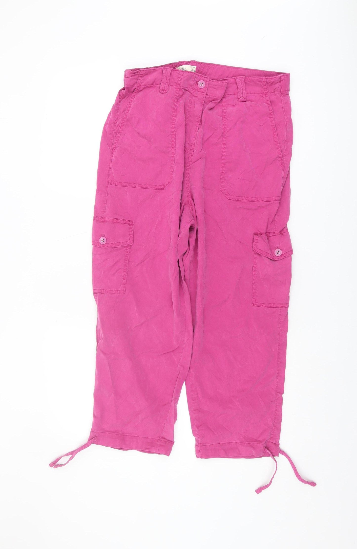 Marks and Spencer Women's Pink Cargo Trousers Size 14