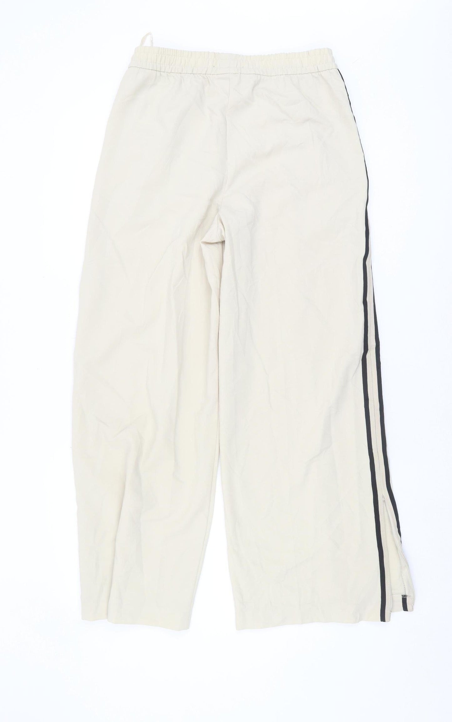 Marks and Spencer Women's Ivory Wide-Leg Trousers - Size 10