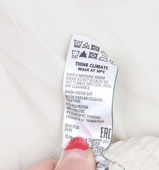 Marks and Spencer Women's Ivory Wide-Leg Trousers - Size 10