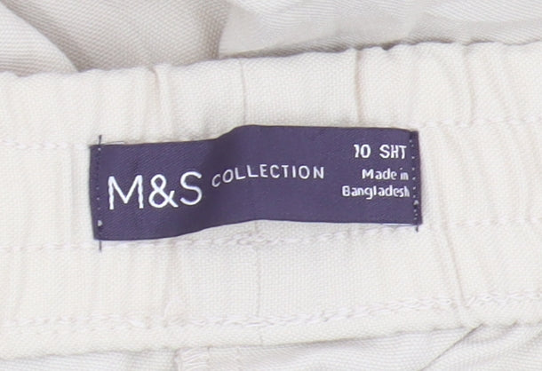 Marks and Spencer Women's Ivory Wide-Leg Trousers - Size 10