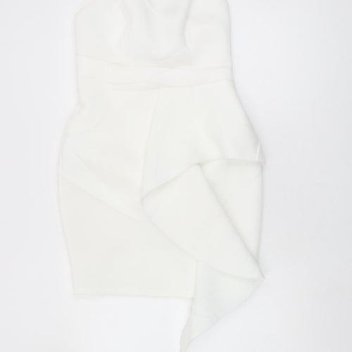 Lipsy Women's White Strapless Bodycon Dress Size 12