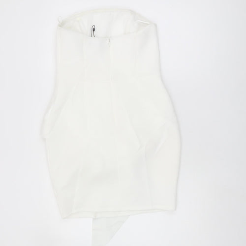 Lipsy Women's White Strapless Bodycon Dress Size 12