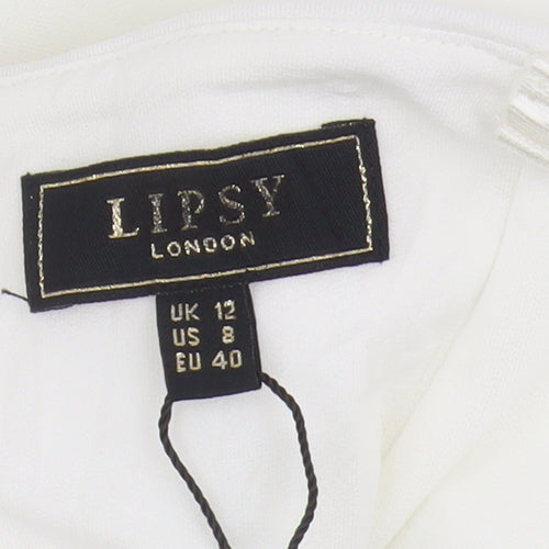 Lipsy Women's White Strapless Bodycon Dress Size 12