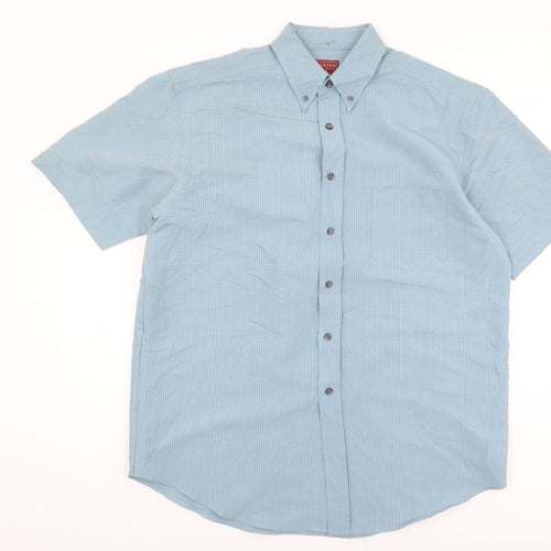 Burton Menswear Blue Check Short Sleeve Shirt M