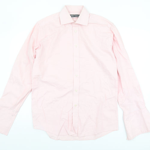 Marks and Spencer Men's Pink Button-Up Shirt Size 14.5