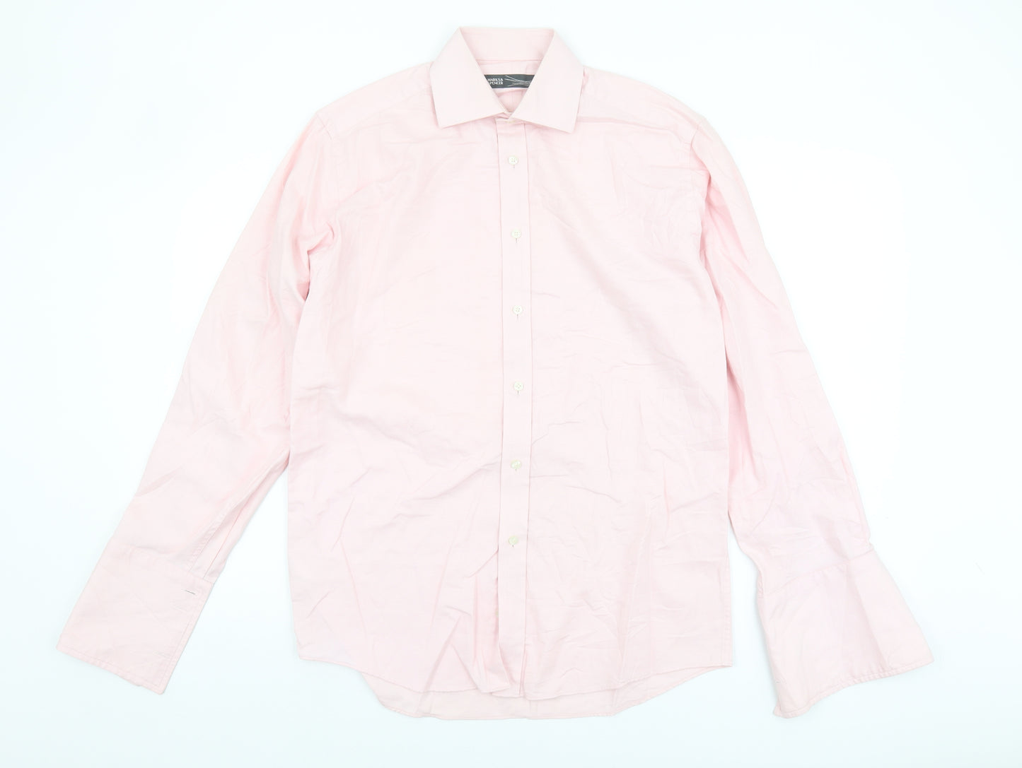 Marks and Spencer Men's Pink Button-Up Shirt Size 14.5