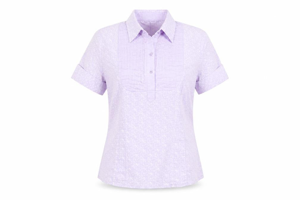 Front view of Nadine H Women's Purple Floral Blouse, size 10