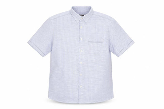 Front view of Marks & Spencer Blue Striped Men's Button-Up Shirt L