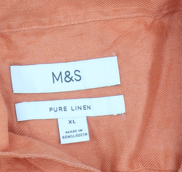 Marks and Spencer XL Orange Linen Shirt for Men