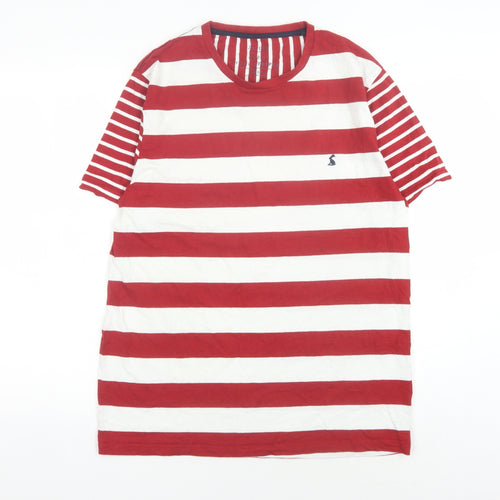 Joules Men's Red White Striped Crew Neck T-Shirt L