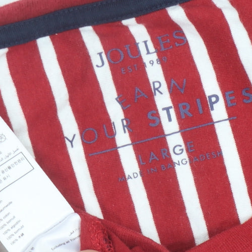 Joules Men's Red White Striped Crew Neck T-Shirt L