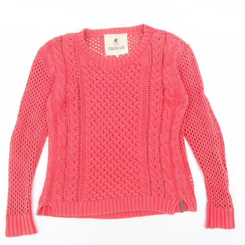 SoulCal & Co Women's Pink Cable-Knit Pullover Jumper