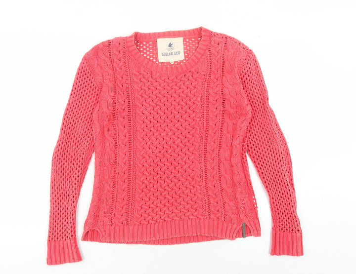 SoulCal & Co Women's Pink Cable-Knit Pullover Jumper