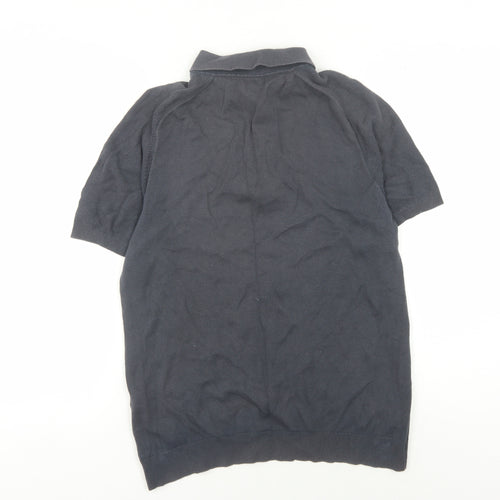 Reiss Men's Black Polo Shirt, Medium, Short Sleeve