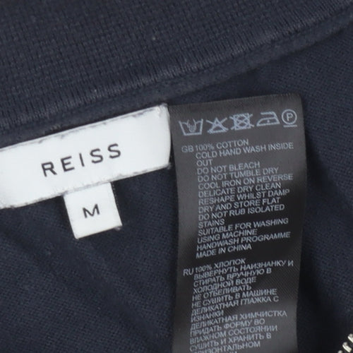 Reiss Men's Black Polo Shirt, Medium, Short Sleeve