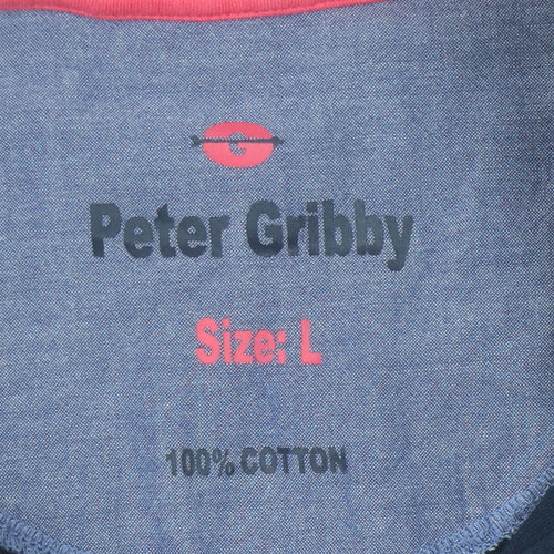 Peter Gribby Men's Blue Polo Shirt Size L Button Accents