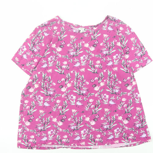 Cotton Traders Women's Pink Floral T-Shirt Size 20