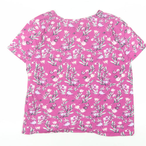 Cotton Traders Women's Pink Floral T-Shirt Size 20