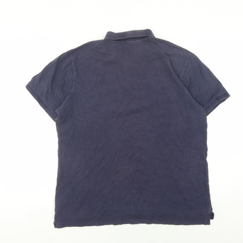 GAP Men's Blue Striped Polo Shirt L