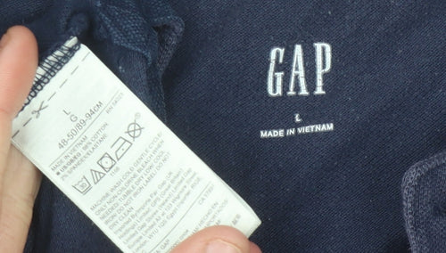 GAP Men's Blue Striped Polo Shirt L