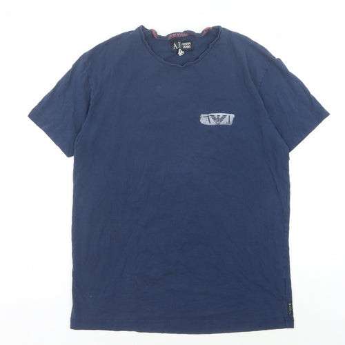 Armani Jeans Men's Blue Logo T-Shirt Medium