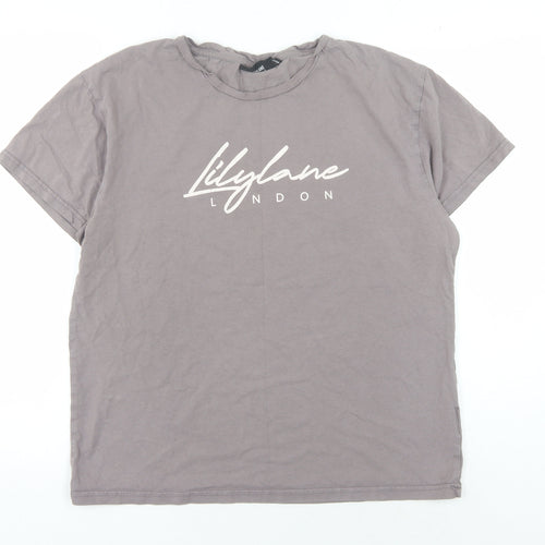 Lilylane Women's Grey Cotton Crew Neck T-Shirt M