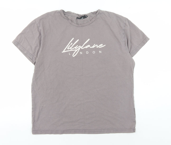 Lilylane Women's Grey Cotton Crew Neck T-Shirt M