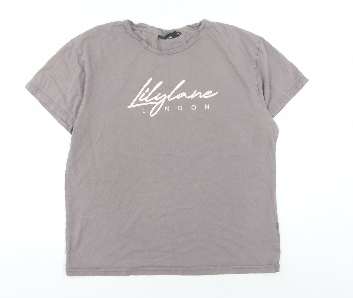 Lilylane Women's Grey Cotton Crew Neck T-Shirt M