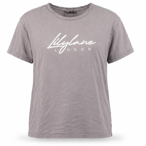 Lilylane Women's Grey Cotton Crew Neck T-Shirt M
