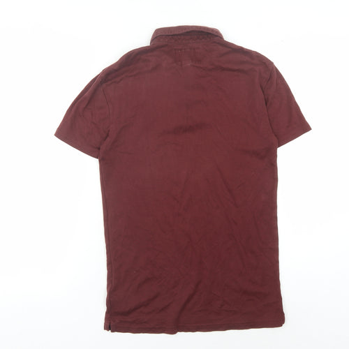 Superdry Men’s Red Polo Shirt, Size S, Solid Pattern