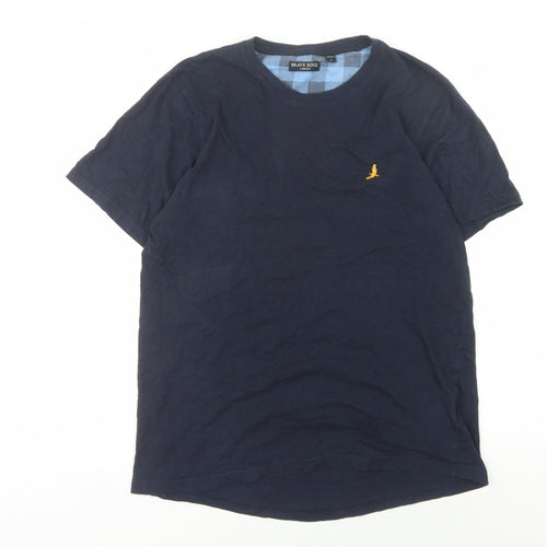 Brave Soul Men's Blue Cotton T-Shirt, Size L