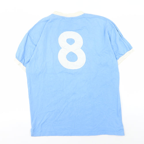 Score Draw Men's Blue Retro Sports T-Shirt L