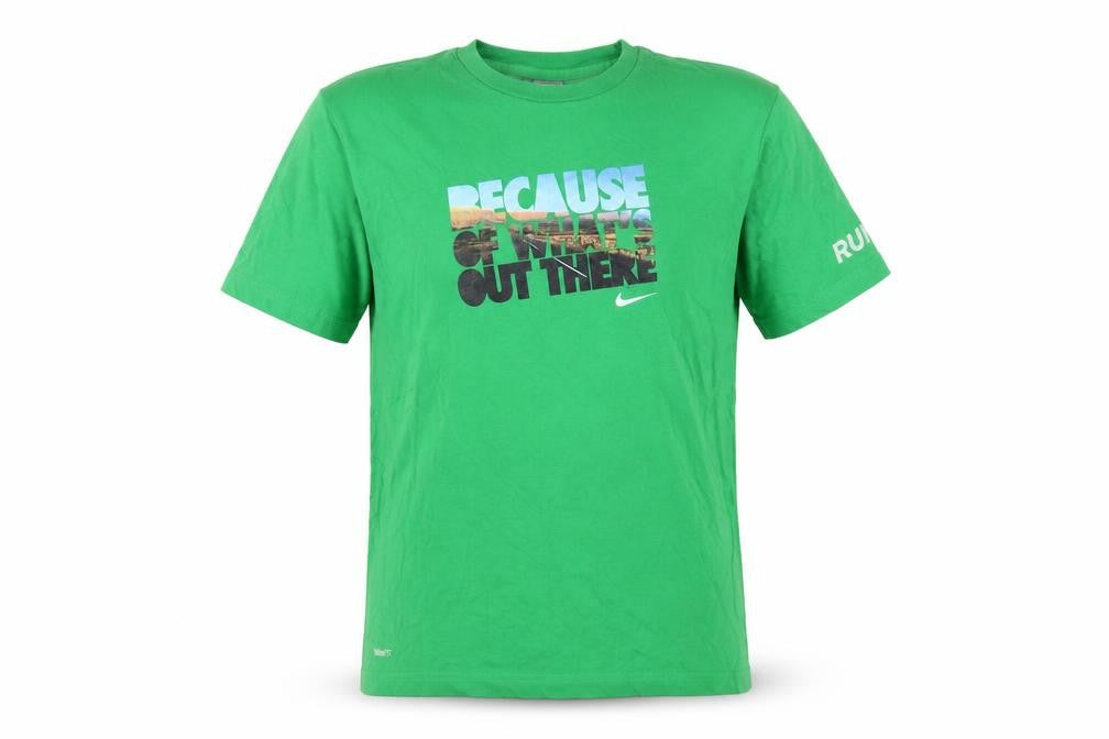 Front view of Nike Men's Green Graphic Print T-Shirt, size S