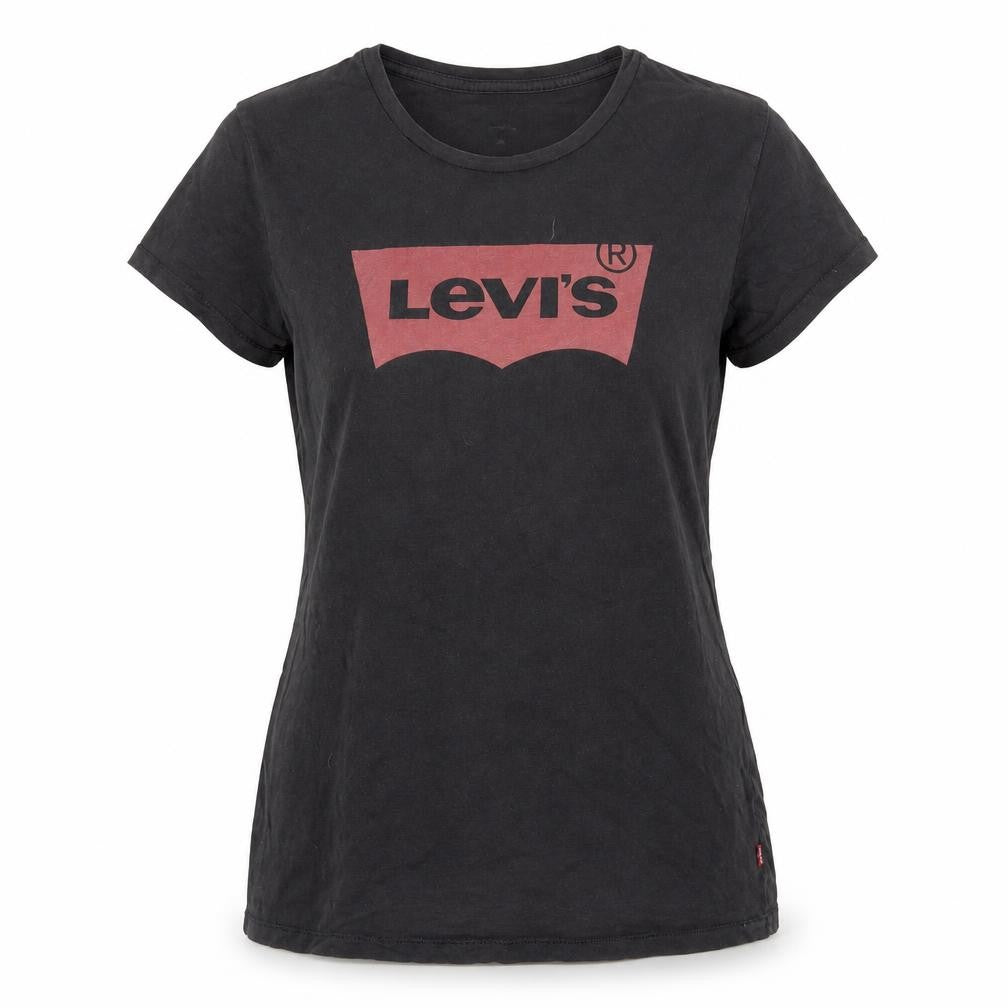 Front view of Levi's Women's Black T-Shirt, size M, Crew Neck