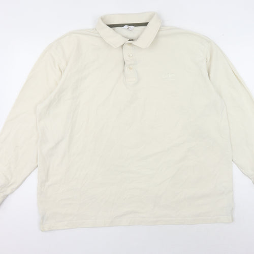 Cotton Traders Men's Beige Long Sleeve Polo 2XL