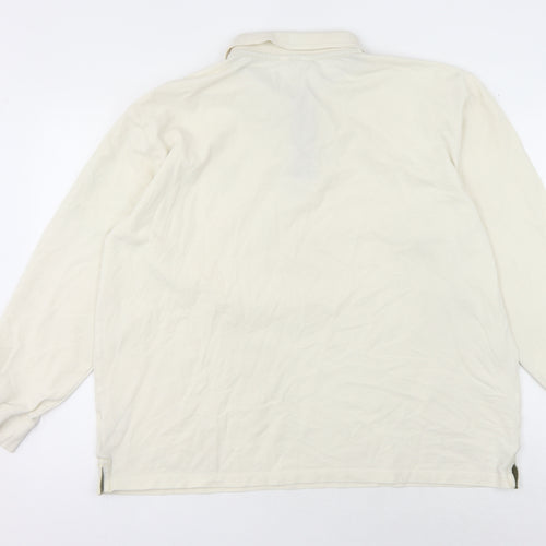 Cotton Traders Men's Beige Long Sleeve Polo 2XL