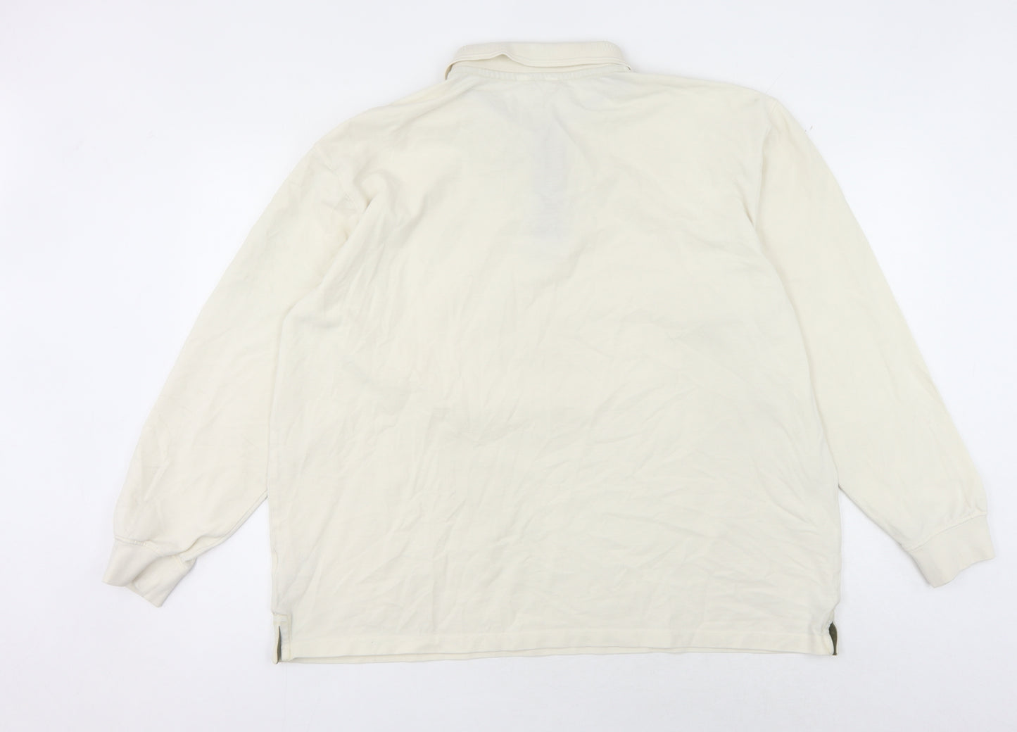 Cotton Traders Men's Beige Long Sleeve Polo 2XL