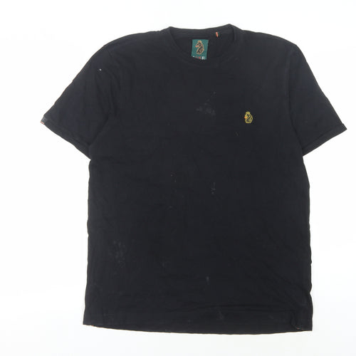 Luke Men's Black XL Cotton T-Shirt, Logo Accent