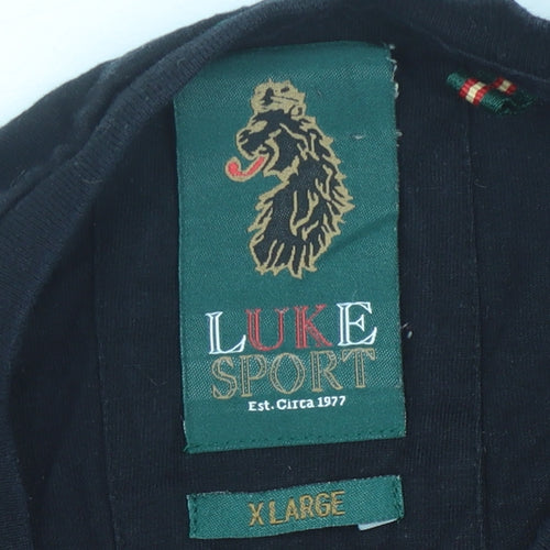 Luke Men's Black XL Cotton T-Shirt, Logo Accent
