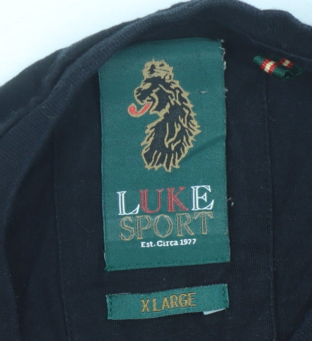 Luke Men's Black XL Cotton T-Shirt, Logo Accent