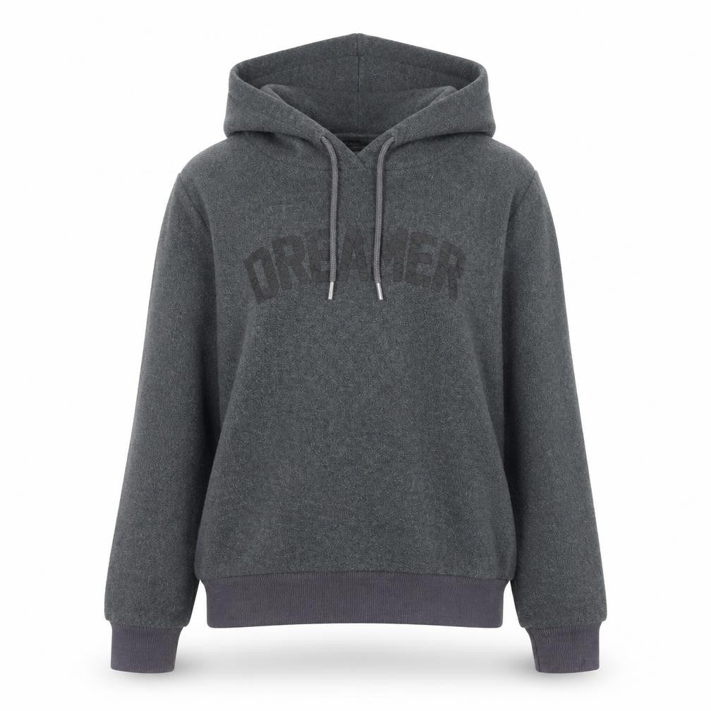 Front view of Golddigga Women's Grey Pullover Hoodie, size 10