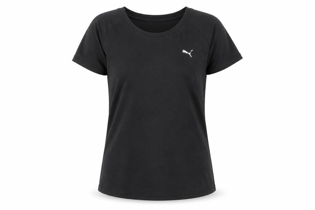 Front view of Puma Women's Black T-Shirt, size 12, Gym & Training